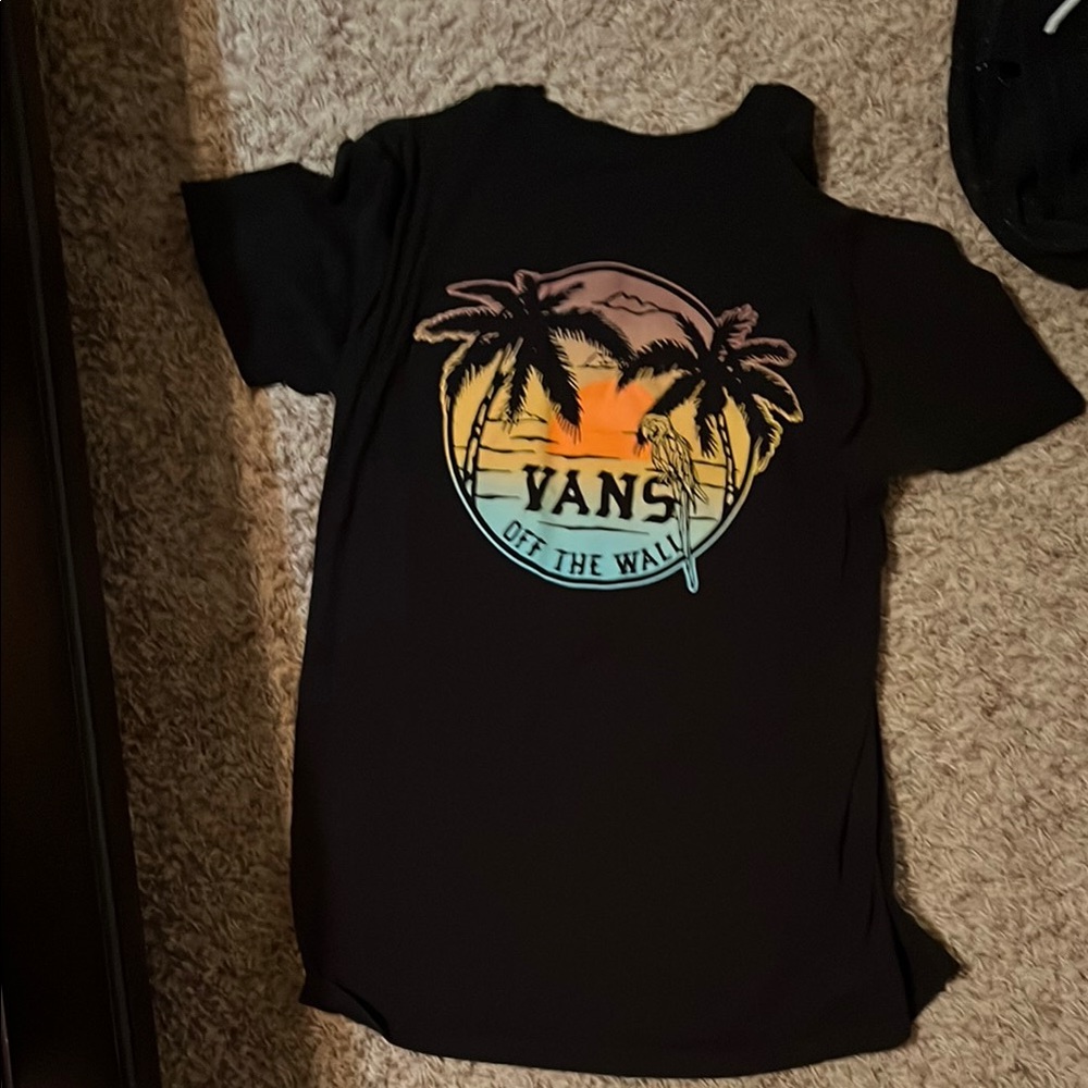Vans Black Tee with Tropical Graphic